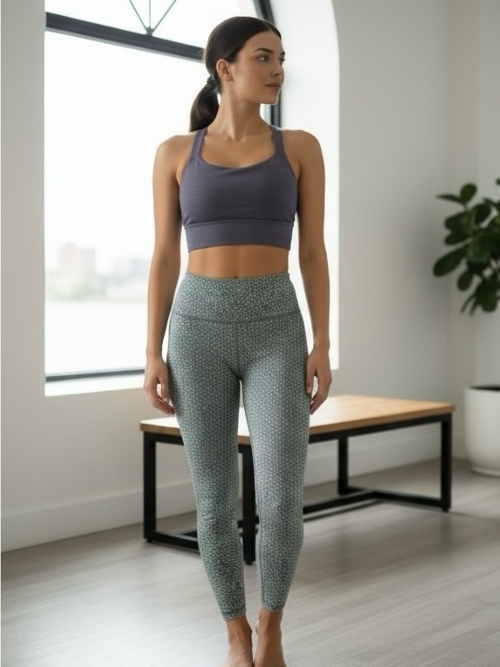 Athleta Light Purple/Gray Strappy Seamless Longline Sports Bra - Picture 4 of 7